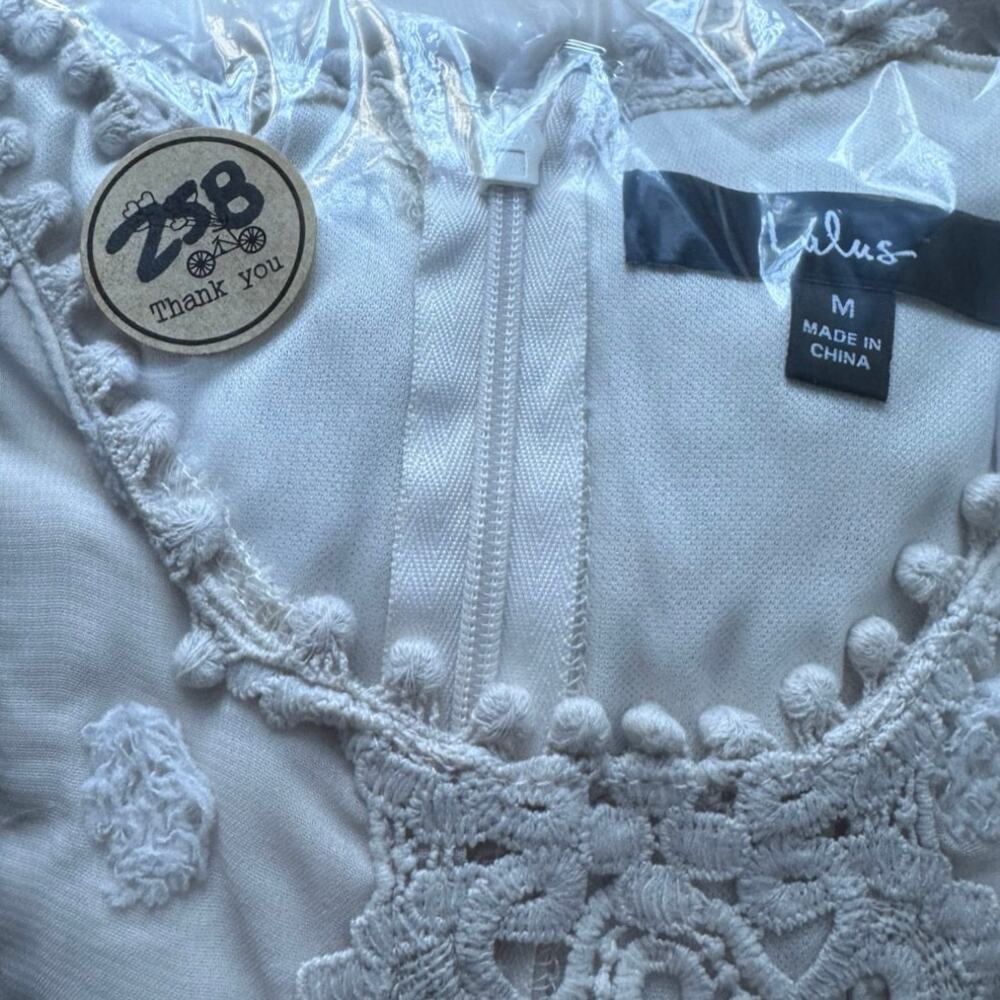 Lulus Dress Women's Medium Cream Love Embroidery Lust or Love Cream Lace M - Picture 5 of 6